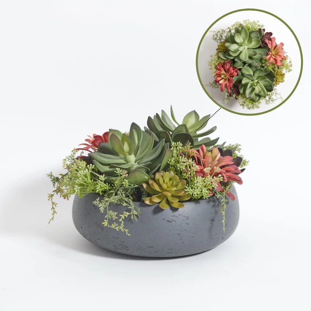 Faux Succulent Arrangement, Premium Artificial Indoor Plant Enhances Interior Design, Display on Any Surface in Your Home