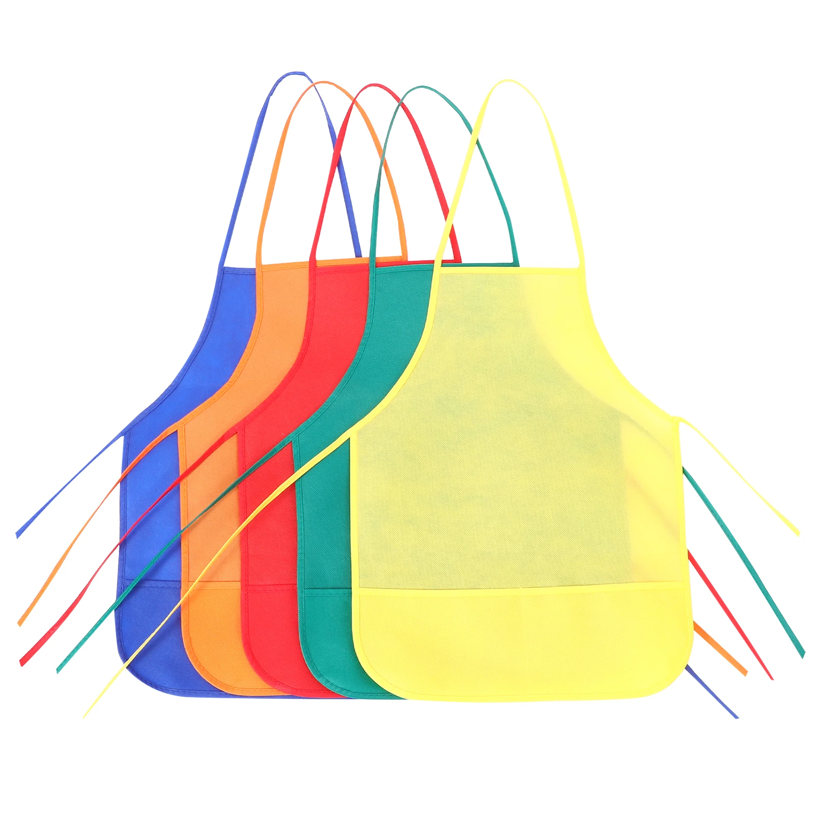 

5Pcs Kids Drawing Aprons Non-Woven Fabric Protective Reusable Aprons for Children Painting Cooking Baking Activities