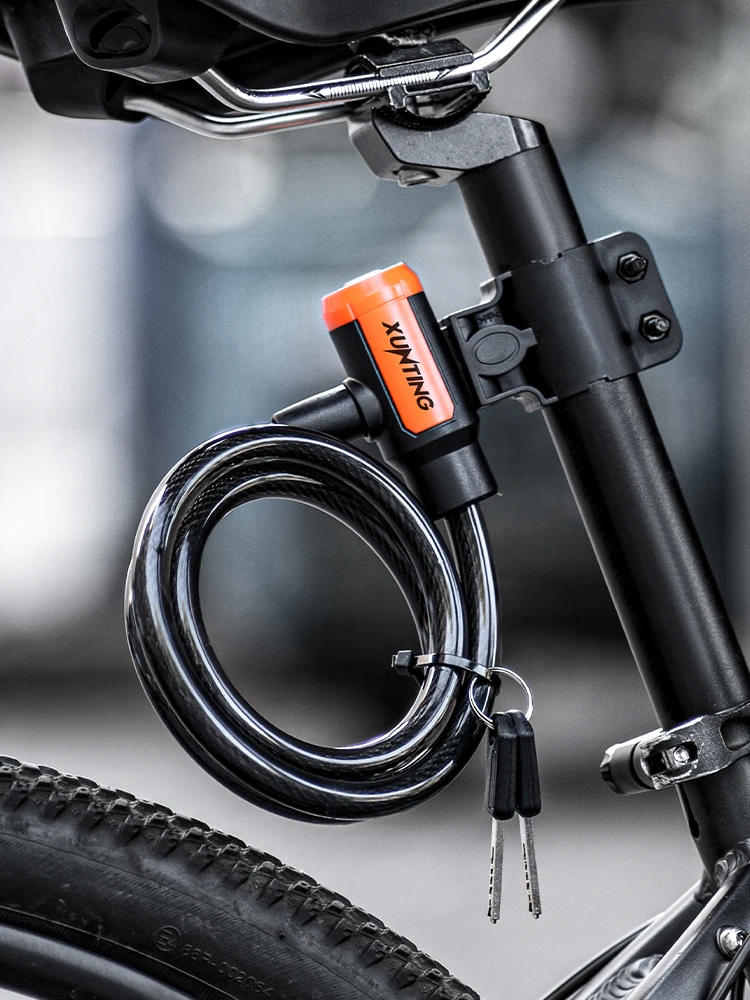 AliExpress XUNTING 83/104cm Bike Cable Lock with Bracket 12mm Anti-Theft PVC Waterproof Scooter Bicycle MTB Lock