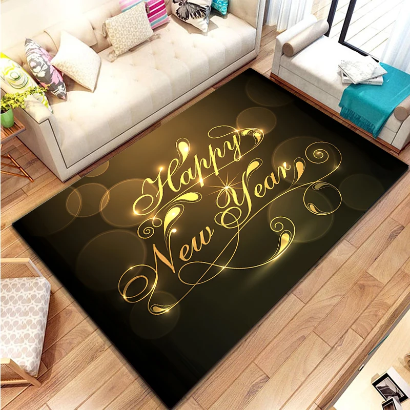 

15 Size HAPPY NEY YEAR Pattern Rug Carpet for Living Room Bathroom Mat Creative Doormat Carpet for Bedroom Home Decor Alfombras