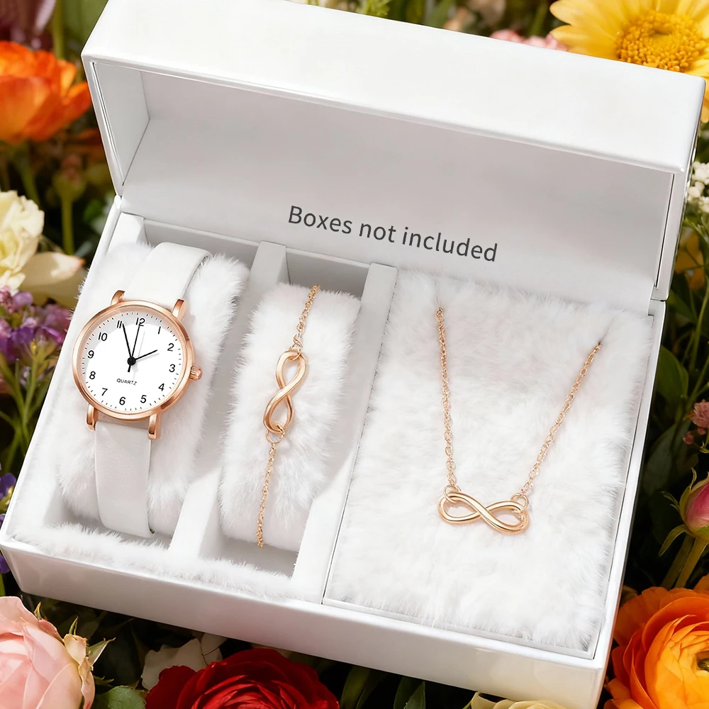 3pc trendy and elegant women's quartz watch and accessory combination set is the best choice for gift giving