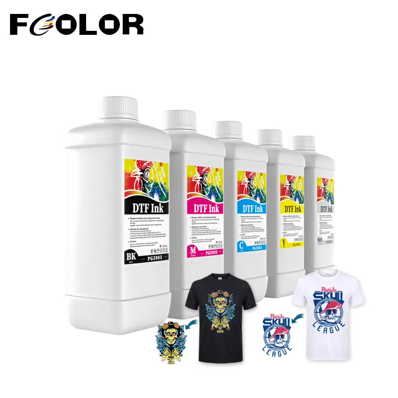 Fcolor najwyższa Ranking najlepszej jakości atrament DTF na bazie wody biały 1000ml PG2003 DTF tusz do Epson I3200 XP600 DX5 DTF drukarka PET Film