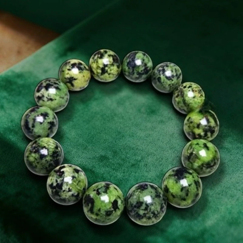 Tibetan Jade Medicinal King Stone Round Bead Bracelet, Unisex Daily Bracelet