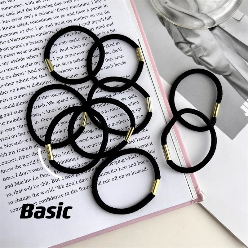 Korean Black Elastic Rubber Hair Rope Simple Basic Hairband Headdress Girl's Ponytail Holder Braiding Hair Accessories 10pcs/set