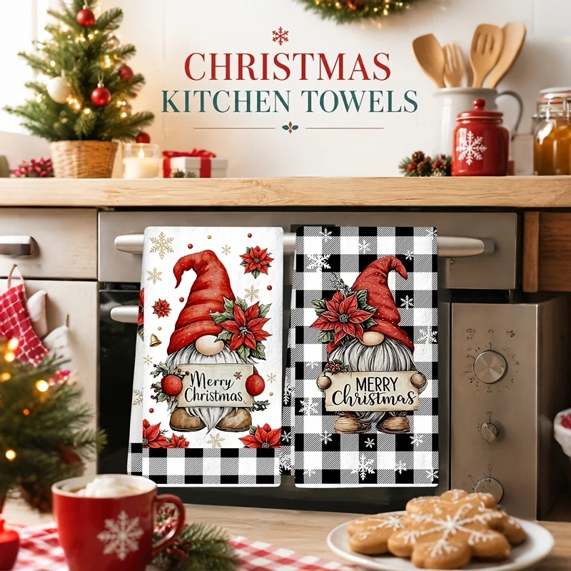 2-Pack Buffalo Checkered Christmas Kitchen Towels