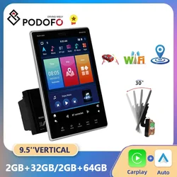 Podofo 2 Din Android 11 CarPlay Car Radio 9.5'' Vertical Screen Audio Stereo For Tesla Style Autoradio Multimedia Video Player