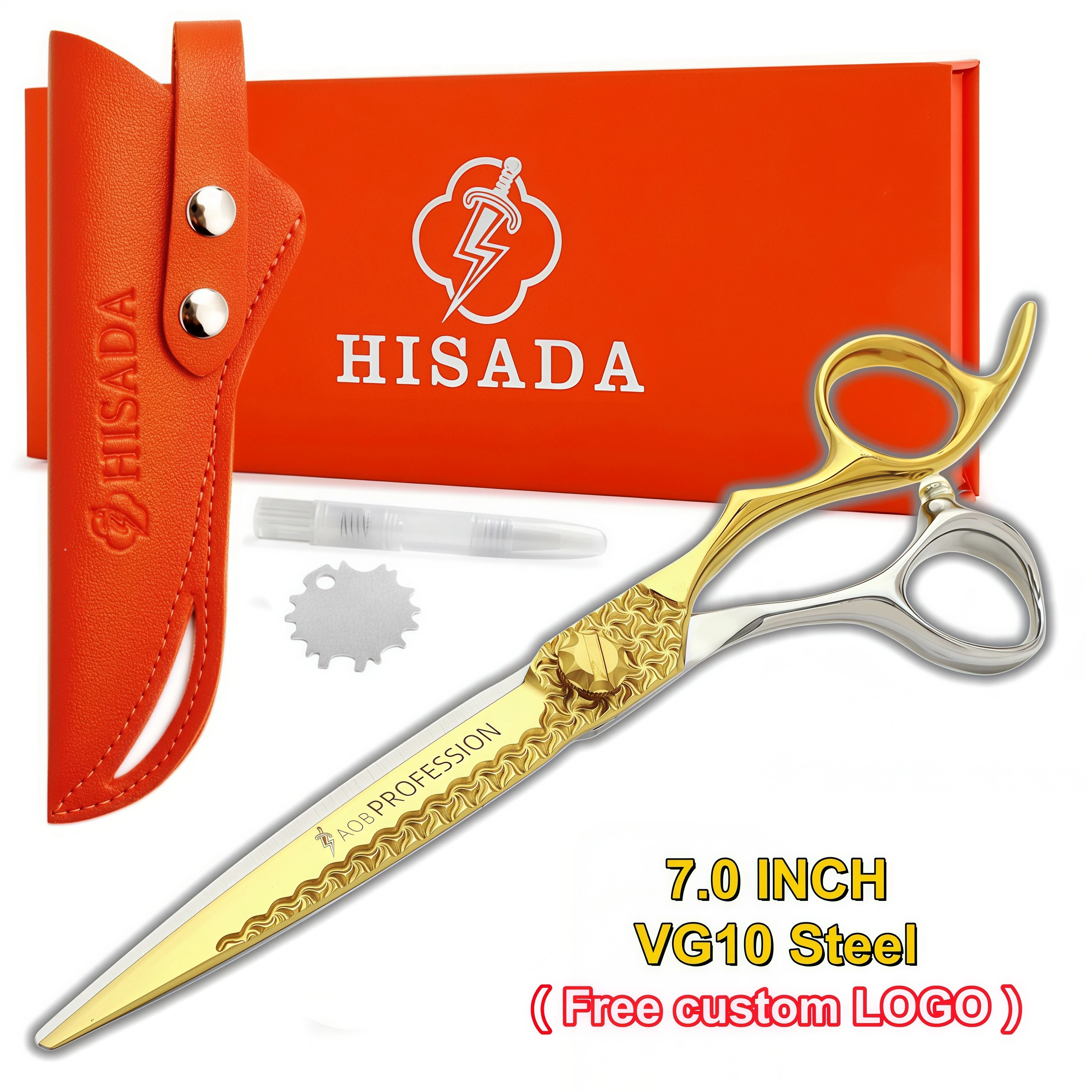 HISADA Friseurschere 7,0-Zoll-Friseurschere professionelles Friseurzubehör Japanische handgefertigte Schere aus VG10-Material