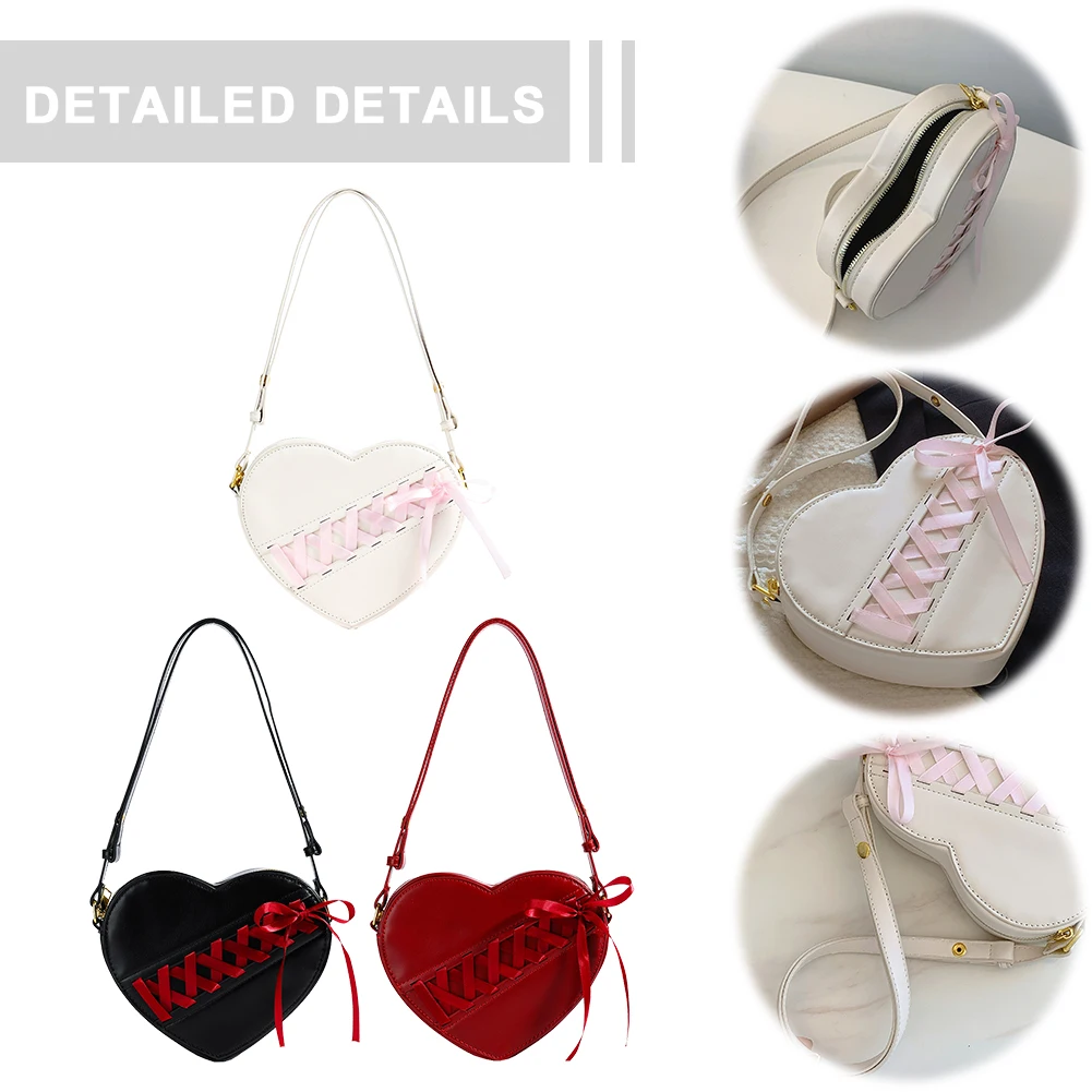 

Лента в форме сердца, большая сумка из искусственной кожи, кошелек через плечо, модный кошелек на плечо для женщин и девочек