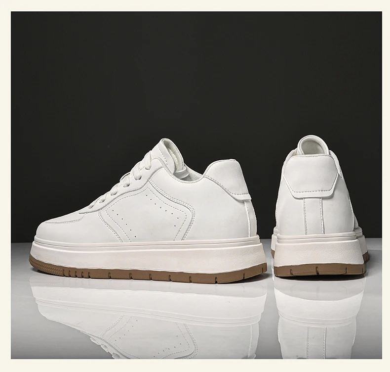 New Height-increasing Shoes for Men: 10CM-8CM-6CM Invisible Height-increasing Sports Shoes, White Sports Shoes, Large Size 37-44