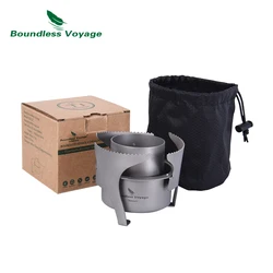 Boundless Voyage Titanium Alcohol Stove Spirit Burner Outdoor Camping Stove with Foldable Stands Brackets Backpacking Stove