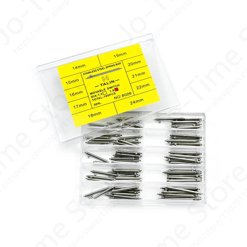 100PCS 1.8mm Diameter Watch Pin Pepair Tools & Kits Quick Release Watch Strap spring Bars Pins 24mm 18MM 22MM 20mm 16MM 19MM