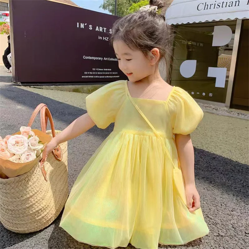 Girl Dress Kids Baby Party Evening Gown 2023 Yellow Spring Autumn Cotton Flower Girl Dress Tutu Toddler Children Clothing