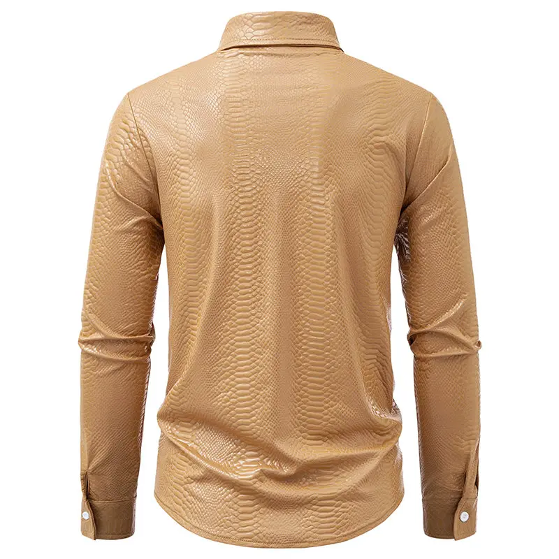 Autumn Men's Casual Long Sleeve Shirt Fashion Hot Stamping Print for Daily Party Social Nightclub