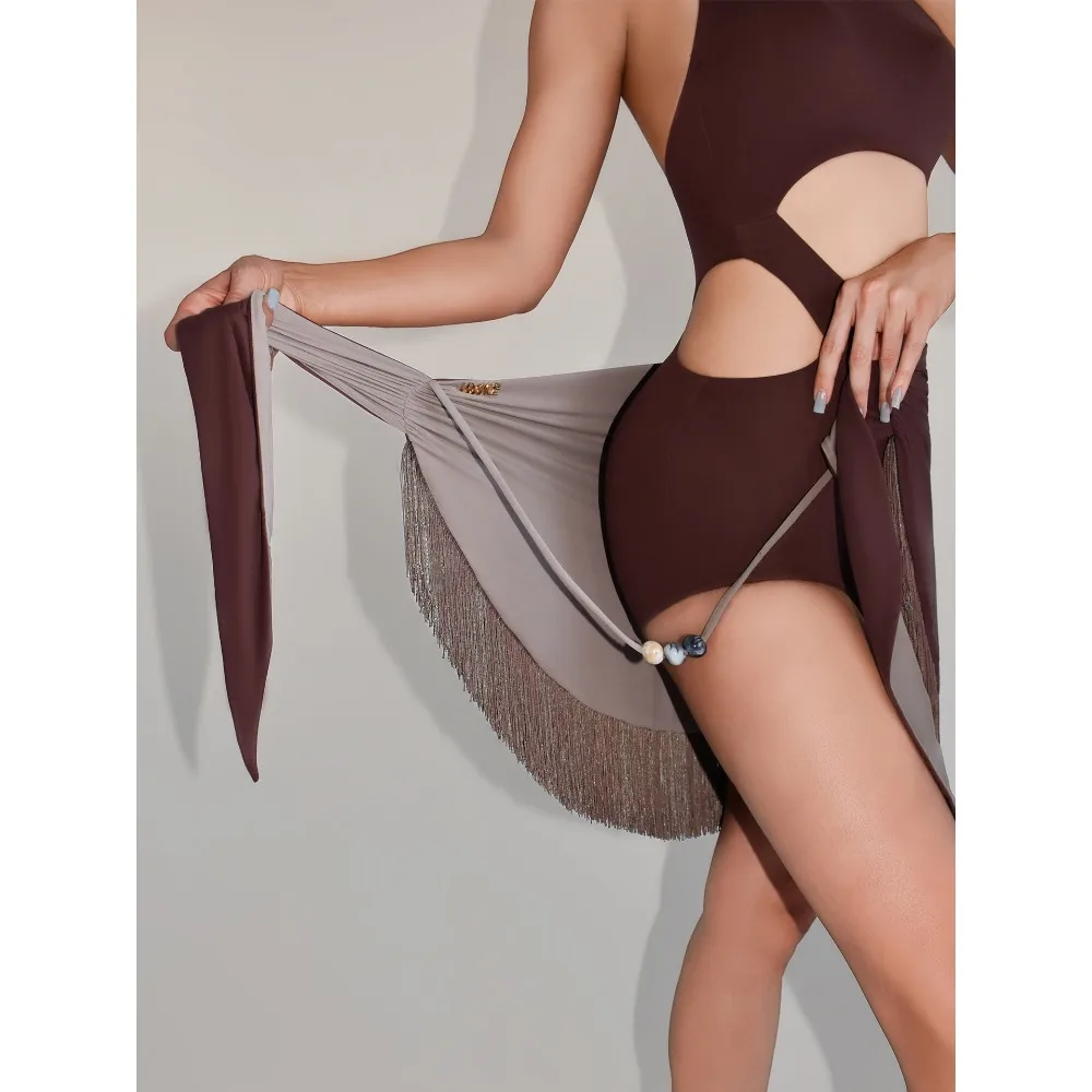 Customized Latin Dance Dress Set for Women Top Skirt Suit Female Stage Cha Cha Samba Dancewear Balloom Performance Clothes