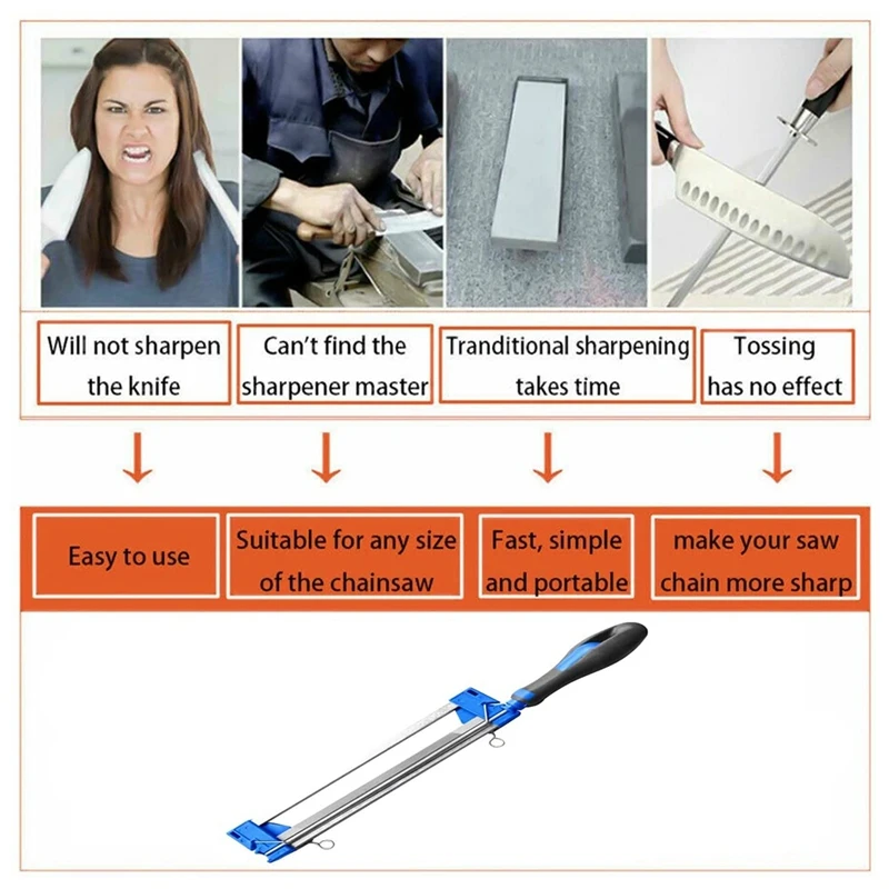 JOSharpener-Kit de dents de scie à chaîne rapide, pas 2 en 1, limes rondes pour scie JOSaw 3/8, 3 P, 8P, 5 ", 32", 11 ", 64"