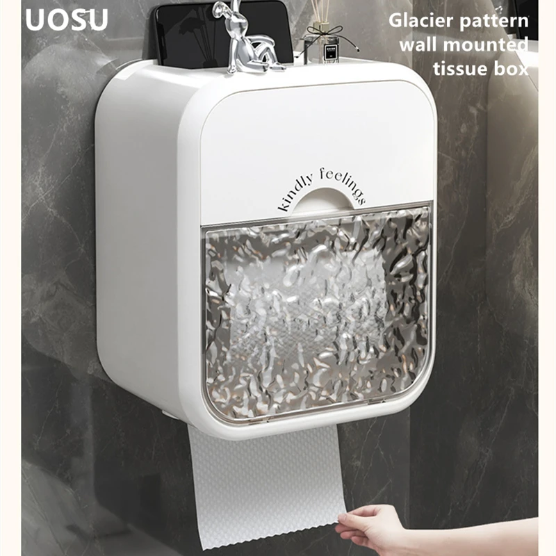 

UOSU Toilet paper holder wall-mounted light luxury waterproof plastic sanitary storage tissue box holder bathroom accessories