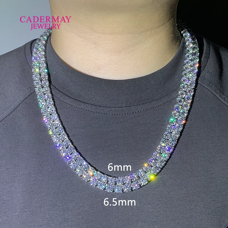 

Moissanite Chain 6mm 6.5mm Moissanite Tennis Chain Pass Diamond Tester 925 Silver Tennis Chain Hiphop Jewelry Gift Men Women