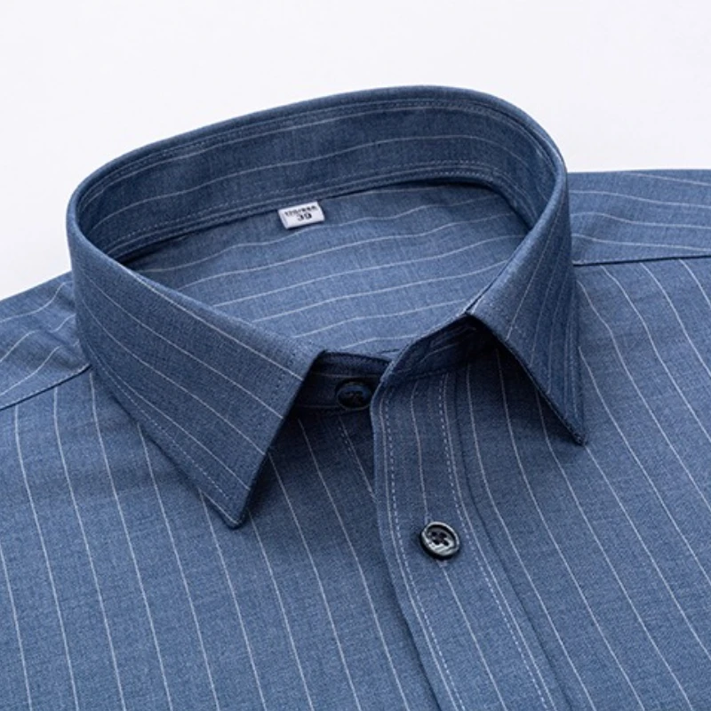 5XL New Classic Plaid Stripe Shirts Men Long Sleeve New Fabrics Wool Modal Soft Cozy Anti-wrinkle Men Shirt Long Sleeve Slim Fit