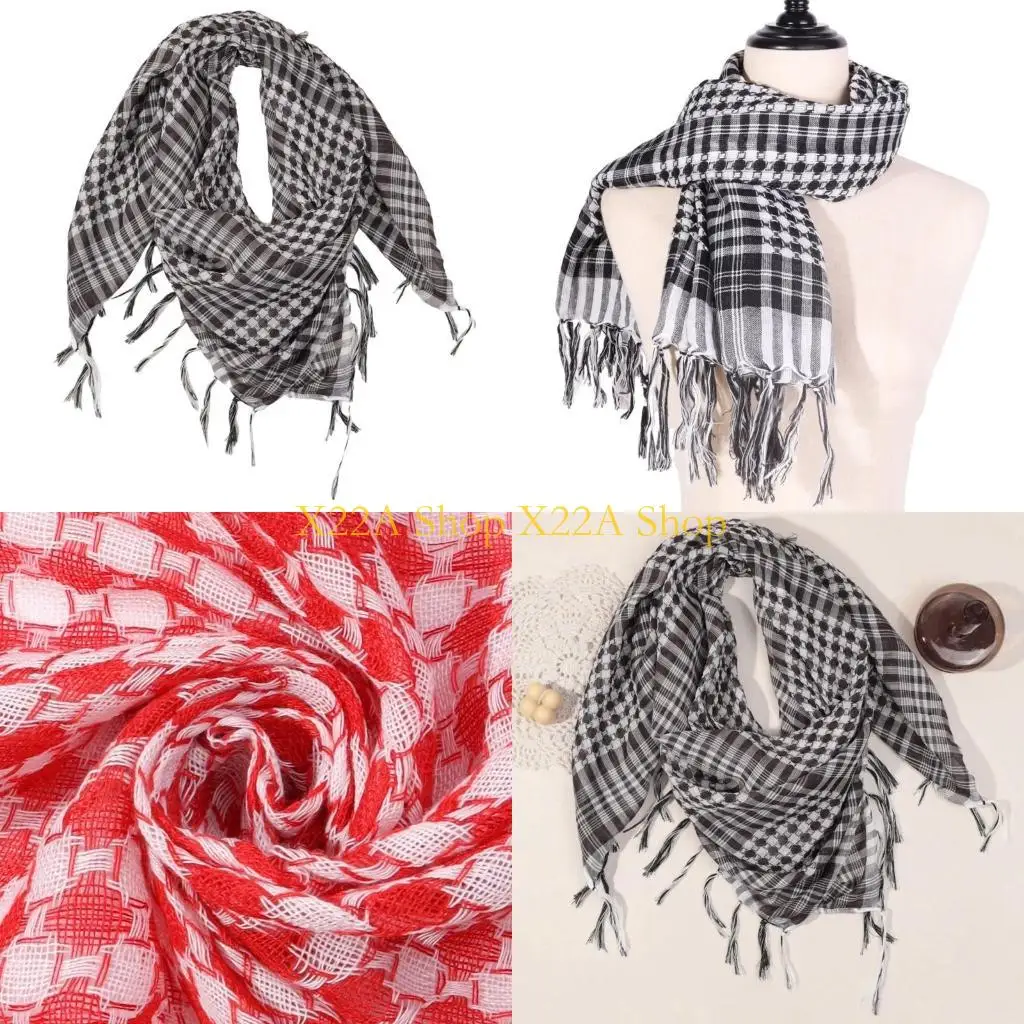 

Unique Breathable Arab Shemagh Neckwrap Plaids Arabian Head Scarf Desert Neck Covering