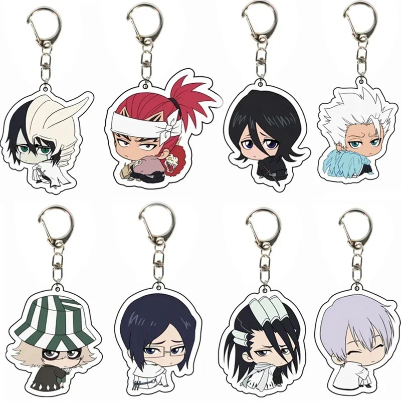 Anime Bleach Acrylic Keychain Fashionable Kurosaki Ichigo Ishida Uryuu Kuchiki Handcuff Cartoon Figurines Keychain Accessories