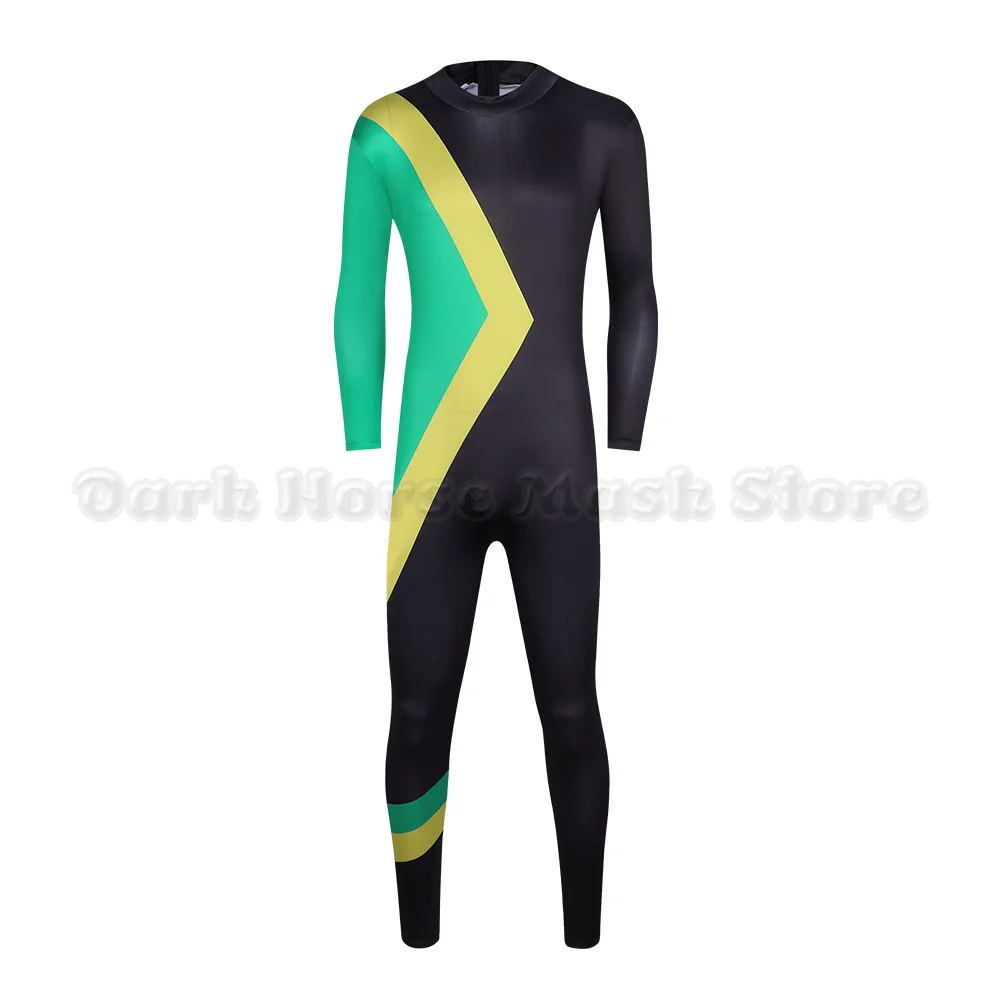 Anime Cool Runnings Cosplay Costume Jamaican Bobsled Team Outfit Bodysuit Costume Adult Men Halloween Party Skating Jumpsuit view 2