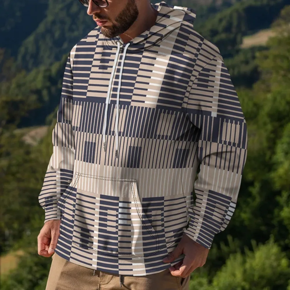 New Men's 3d Spliced Print Hoodies For Men Fashion Street Men Clothing Loose Oversized Hooded Tops Autumn Long Sleeve Sweatshirt