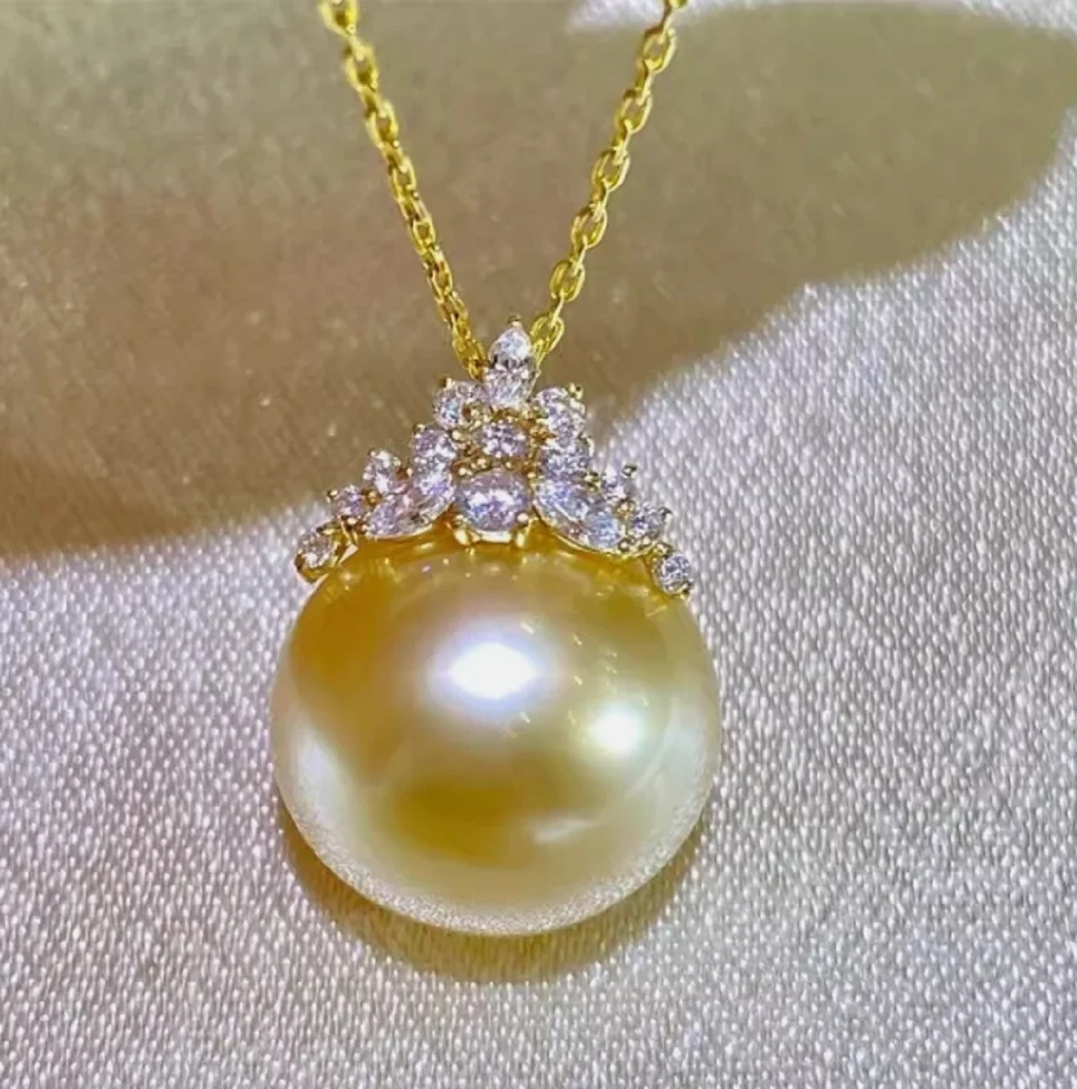 fashion-jewelry-gorgeous-aaaaa-11-12mm-round-south-sea-golden-pearl-pendant-necklace-18-925s