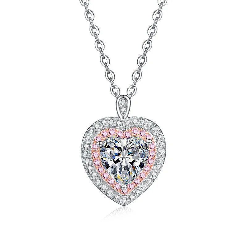XL618 Lefei Fashion Luxury Classic Double Color Moissanite Diamond-set Heart Necklaces For Women s925 Silver Party Jewelry Gifts