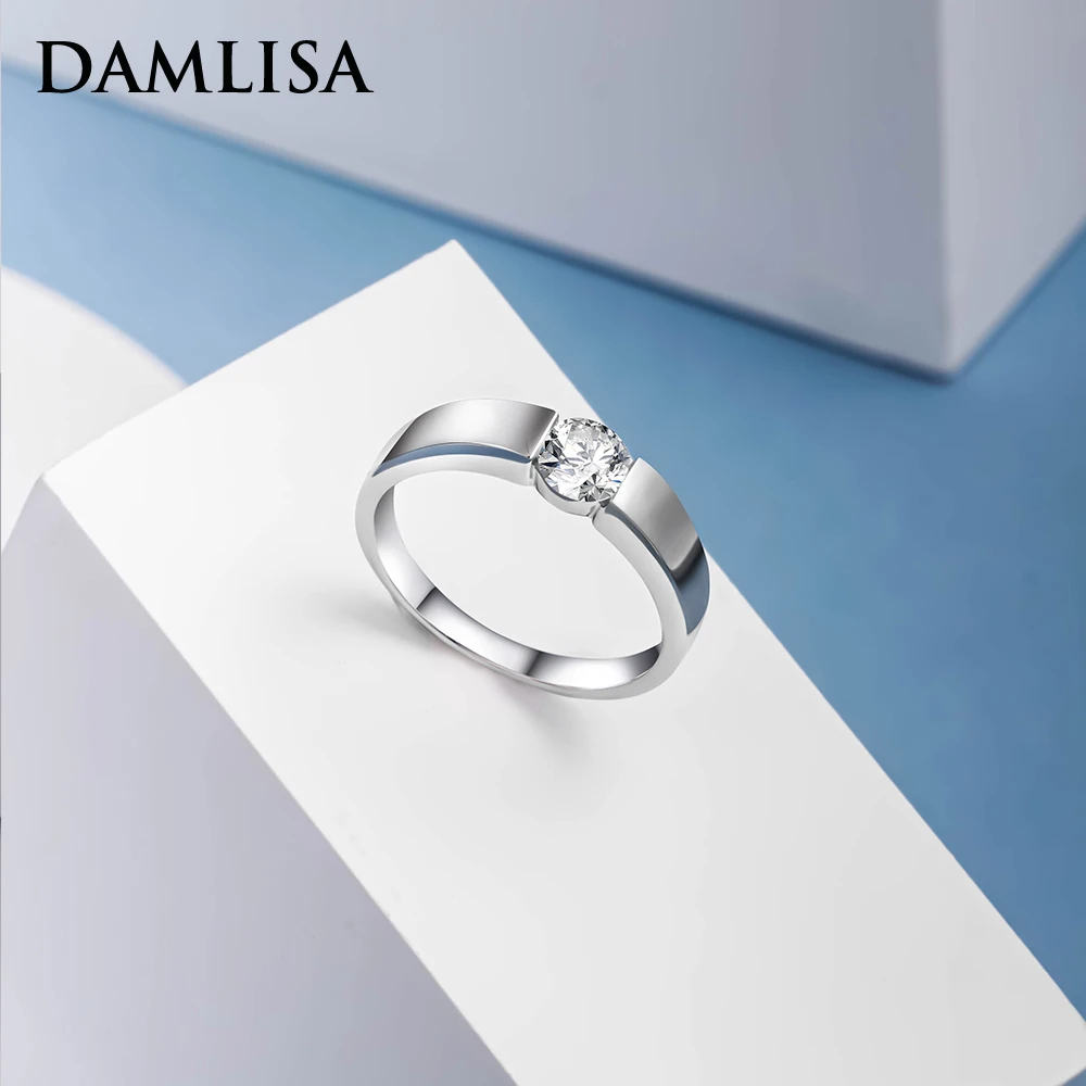 DAMLISA 1 Carat VVS1 Moissanite Couple Ring for Women Men 925 Sterling Sliver Moissanite Diamond Wedding Engagement Promise Ring