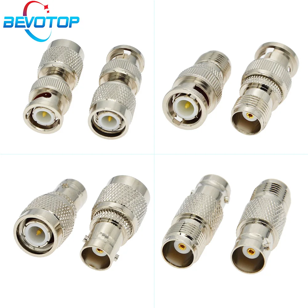 50pcs BNC To TNC Connector 4 Types Male to Female & Female to Male Nickel Plated Brass Straight Coaxial RF Adapters