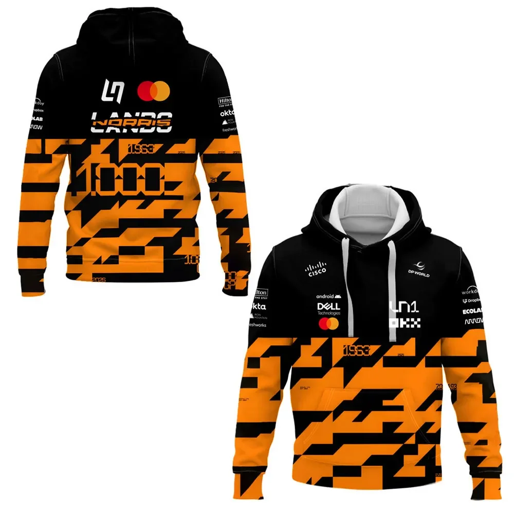 Lando Norris #1 Driver Fan Edition Men's Autumn/Winter Racing-Style Hoodie Suitable for Daily Training