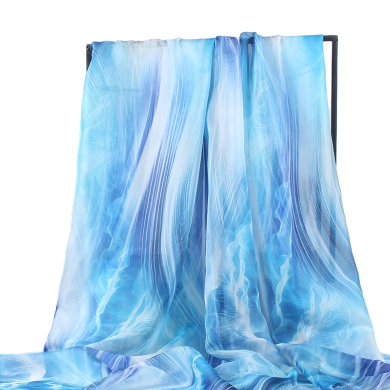 1m Elegant Chiffon Fabric Soft Semi Transparent Gradient Printing Fabric Scarves Hanfu Sheer Dress Skirt Mesh Veil DIY Fabrics