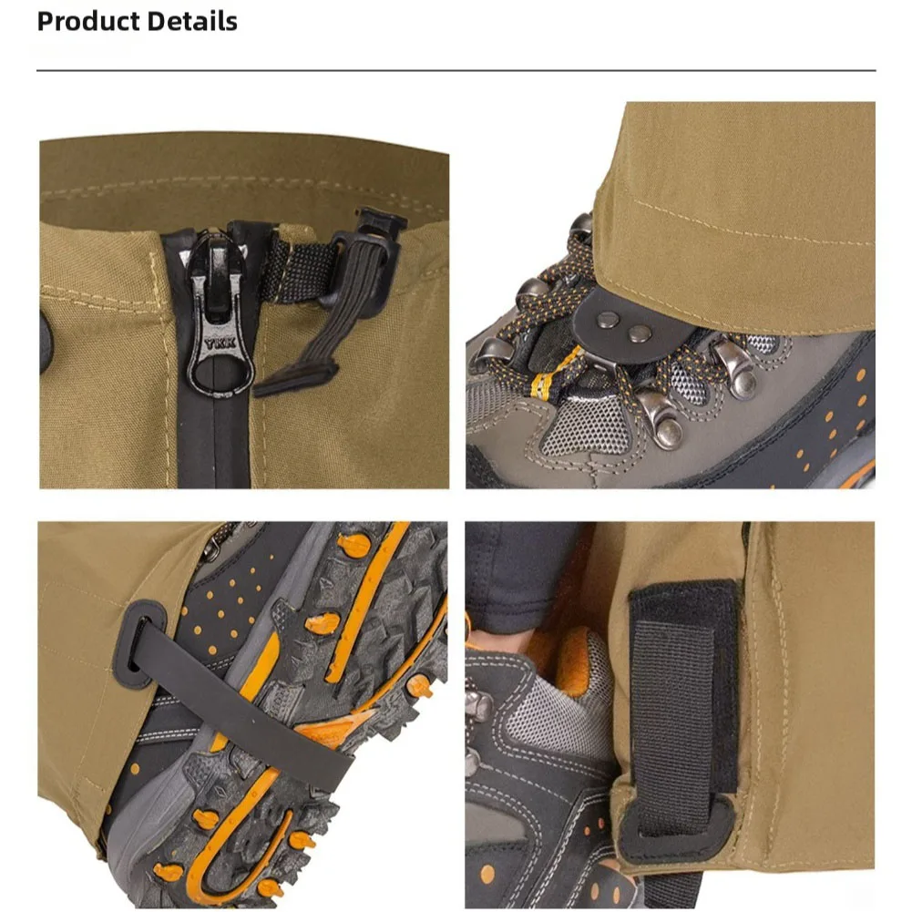 

Waterproof Zipper Hiking Gaiters for Men and Women Lightweight Long Leg Gaiters with Customizable Fit for Shoe Sizes 38 to 45