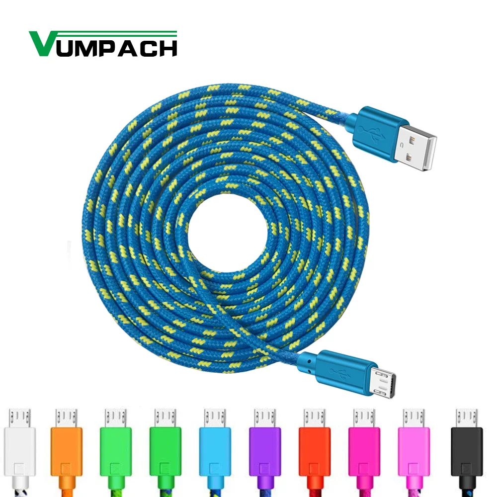 Micro USB Kabel 1m 2m 3m Nylon Geflochtene Data Sync USB Ladegerät Kabel Für Samsung Huawei Xiaomi HTC Android Telefon USB Micro Kabel