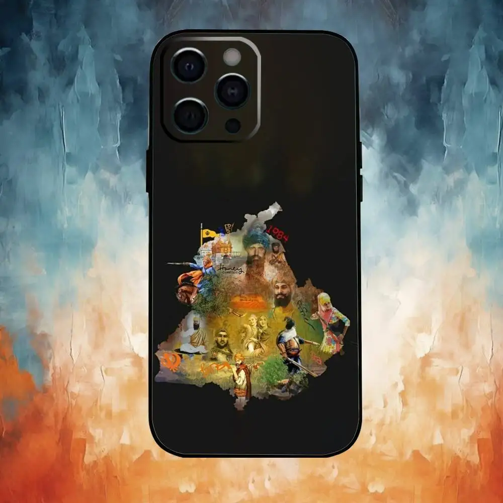 Чехол для телефона ART Punjab Map для iPhone 17,16,15,14,13,12,11 Plus, мягкий черный чехол Pro Max