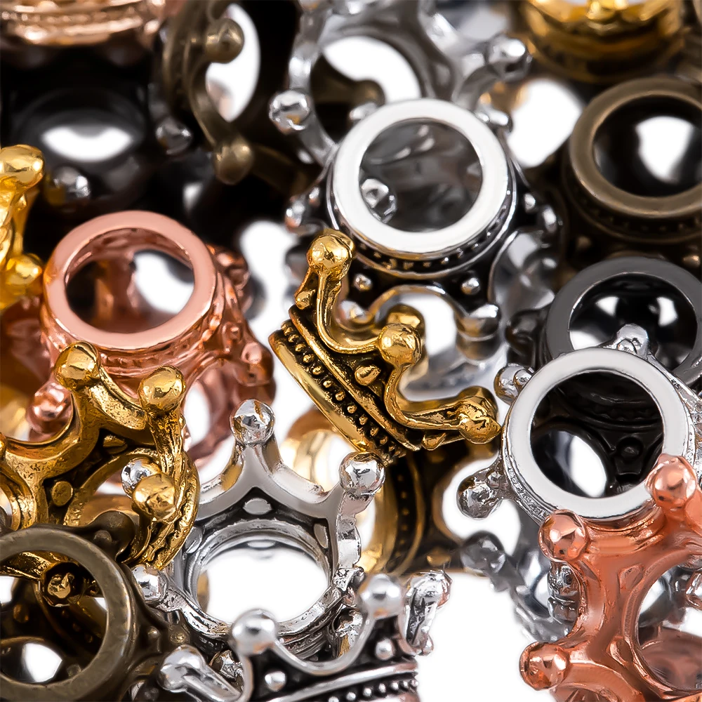 10/50/100pcs Alloy Loose Spacer Beads Gold Silver Bronze Crown Beads for Jewelry Making DIY Bracelet Handmade Accessories Crafts