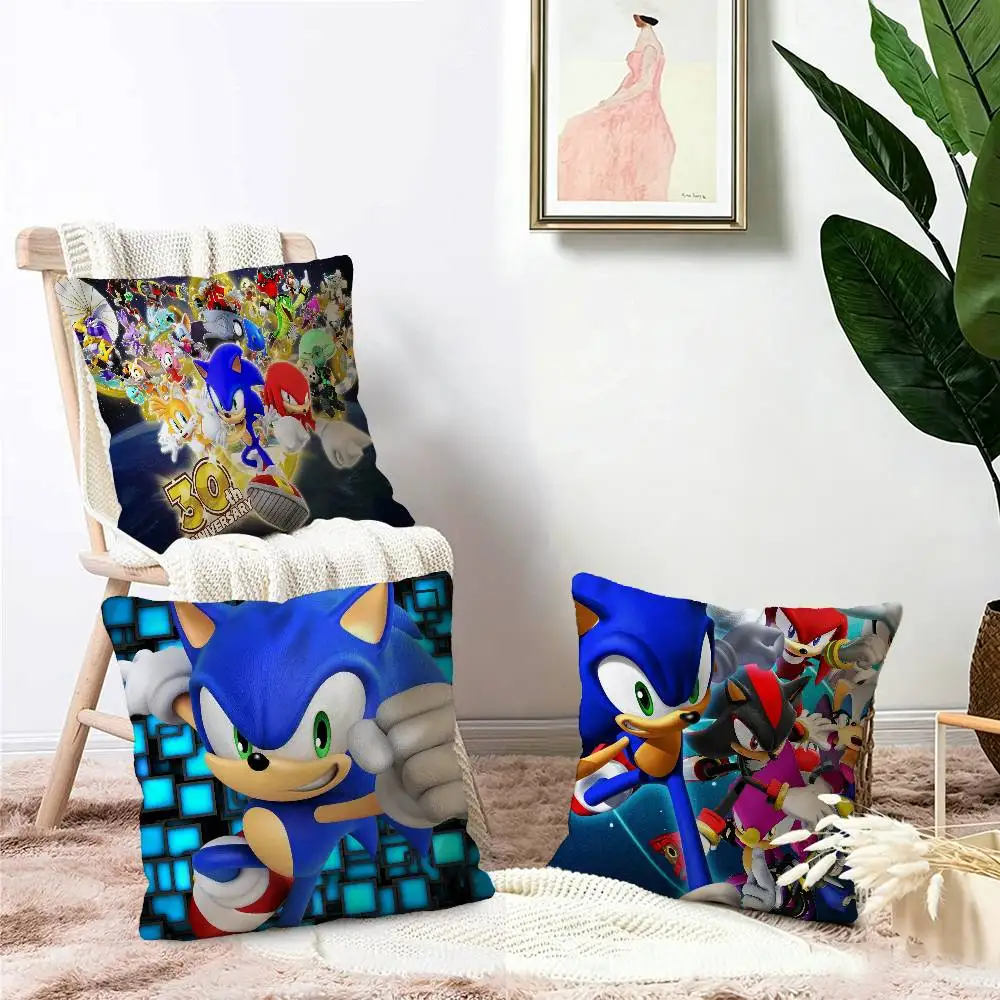 Game S-Sonic The H-Hedgehog Personalized picture text home decorative pillows Household Gifts 45x45cm