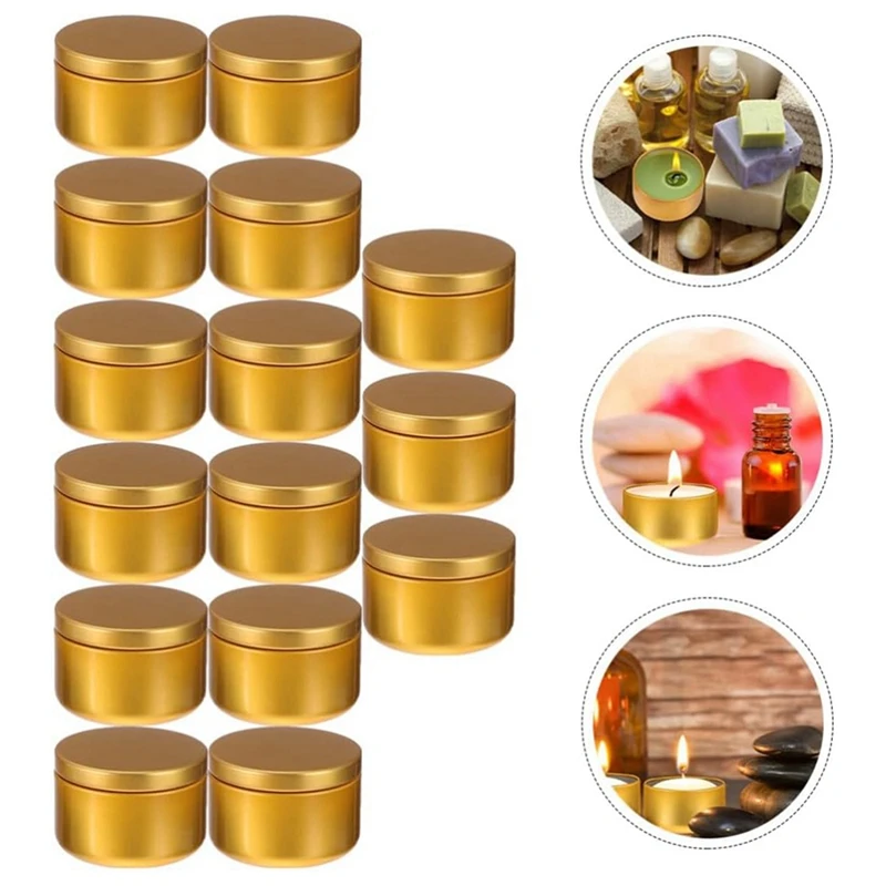 24 Pcs Candle Jar Decorative Labels Empty Storage Tins Candle Tin Can Candlestick Holders Round Tin Containers, B Easy Install