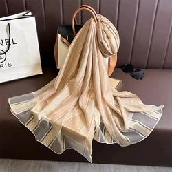 2024 Luxury Silk Scarf Women Winter Warm Shawl Wraps Lady Foulard Hijab Scarves Solid Female Thin Pashmina Bandana Headband