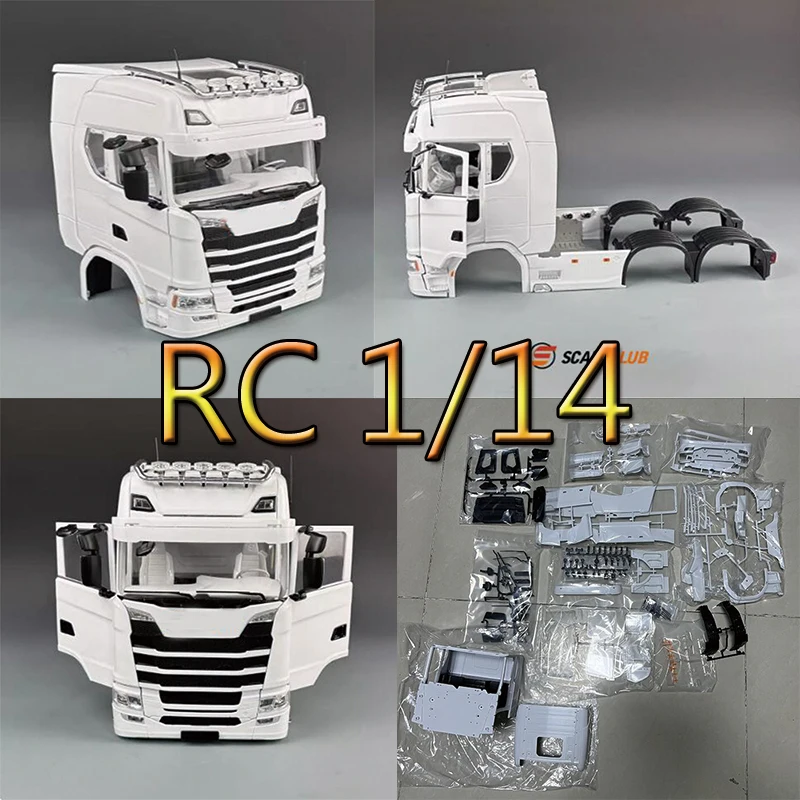 Scaleclub 770S Open Door Cab Shell 1/14 RC Truck Full Interior Body for Tamiya