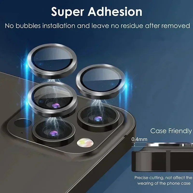 Protector de lente de cámara para iPhone, anillo de Metal Protector de vidrio para iPhone 15, 14, 13 Pro Max, 13 Mini, 14, 15 Plus, 3-2 piezas