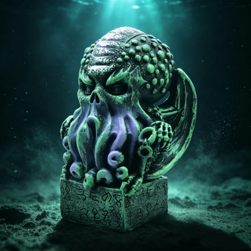 Copper imitation Cthulhu statue,Lovecraft mythical octopus goth table top resin ornament Halloween decoration collection