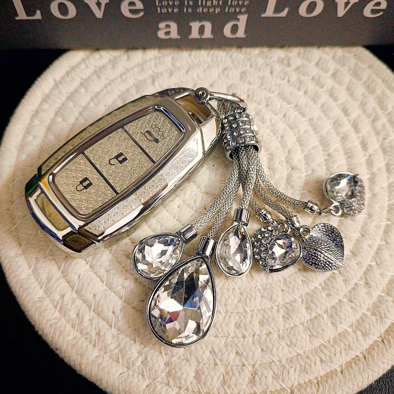 الماس الأبيض بولي يوريثان لشركة هيونداي كونا 2017 I30 Ix35 سولاريس أزيرا إلنترا غرانديور IG الذكية عن بعد حافظة مفاتيح السيارة حامل فوب #2