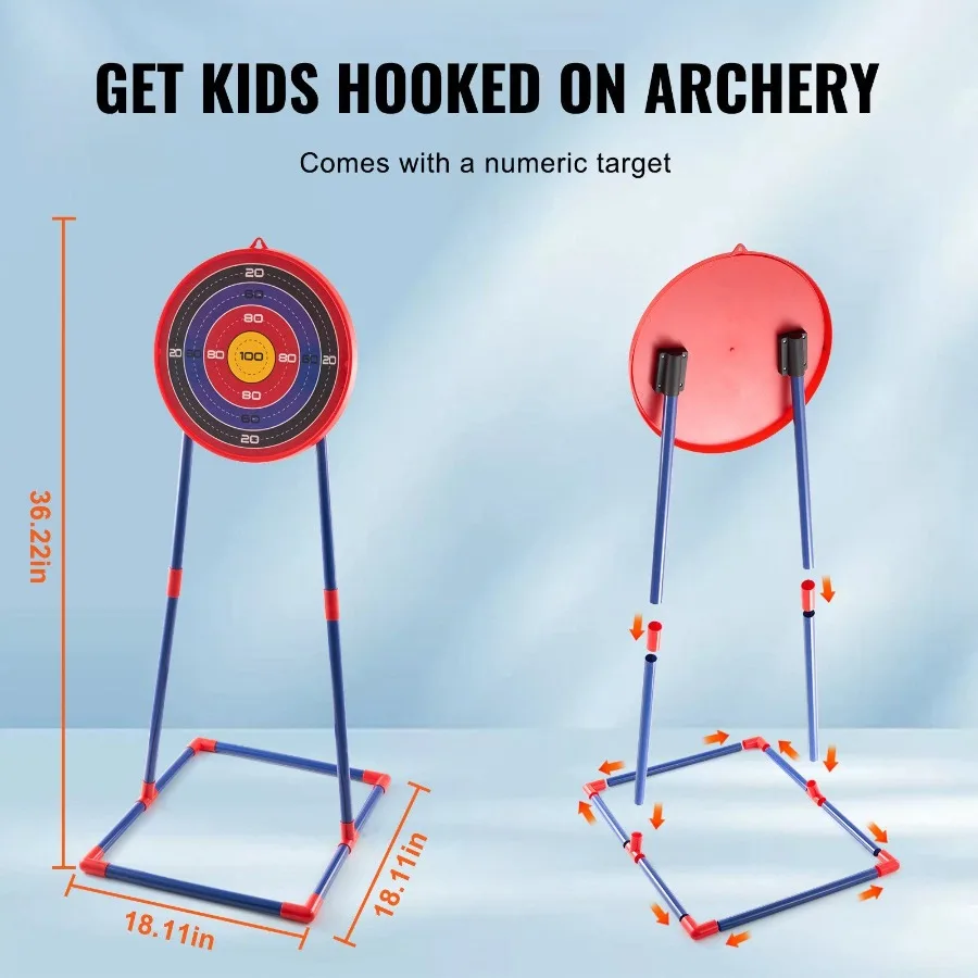 Juego de arco y flecha para paquete de 2 juegos de tiro con arco con luz LED con 20 flechas de ventosa objetivo de pie 2 cuartos y 3 latas de destino Outdo