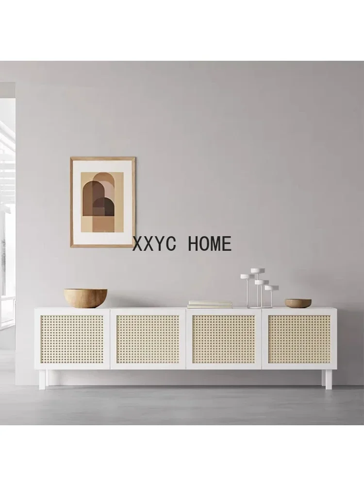 lt TV in rattan massello, semplice e moderno, soggiorno, pavimento lungo, armadio audiovisivo per la casa