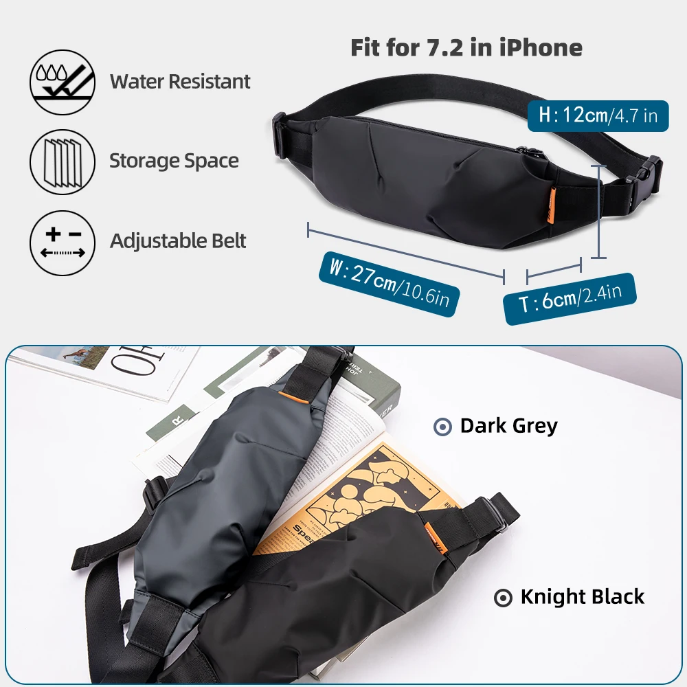 HcanKcan Casual Men belt bag Outdoors Waterproof Cycling Travel Waist Bags Multifuctional Fashion Sport Shoulder Bag YKK Zipper