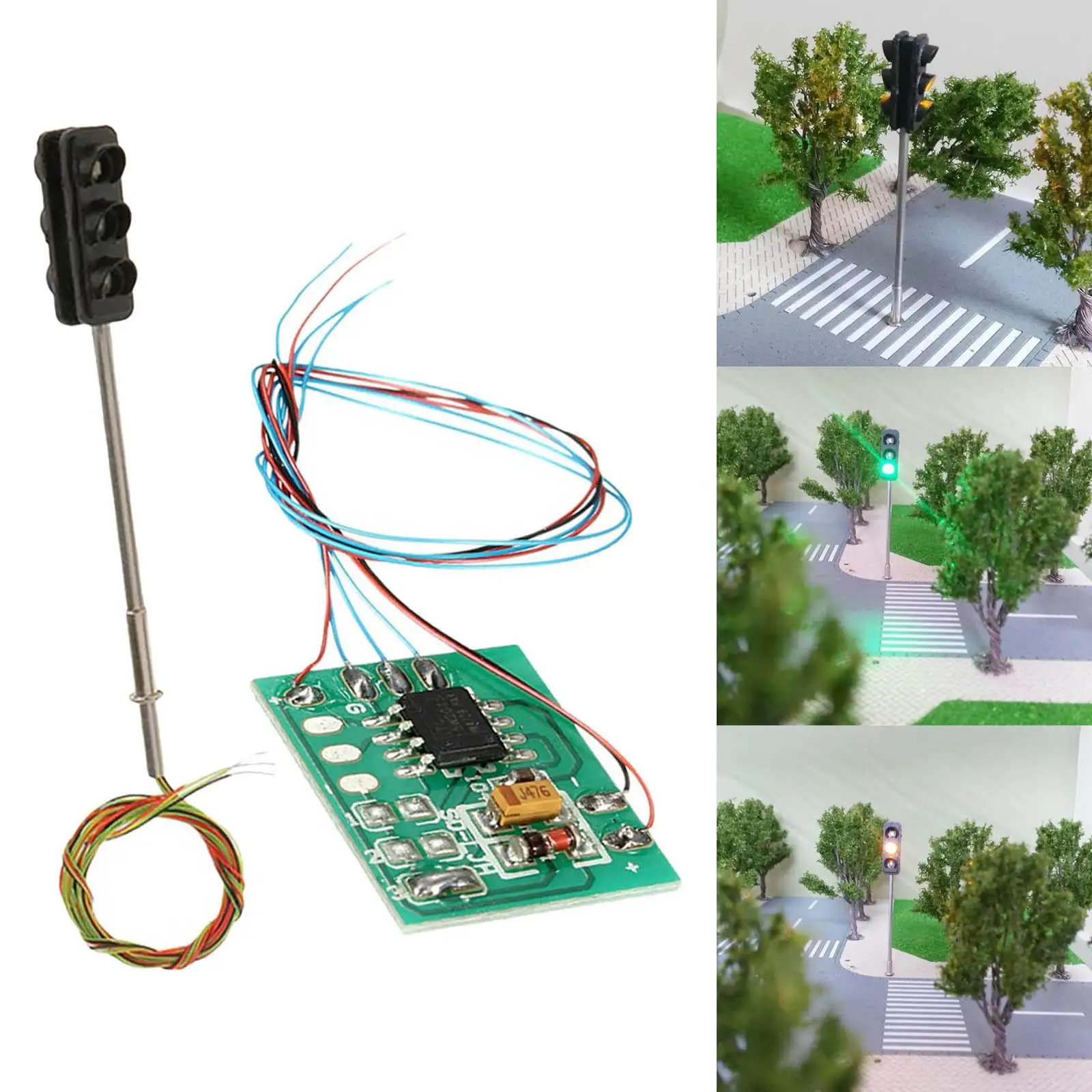 Modelo de luz de señal de tráfico, diseño realista, luz LED clásica con tablero de Control para mesa de arena DIY, tren, modelo de ferrocarril Diorama