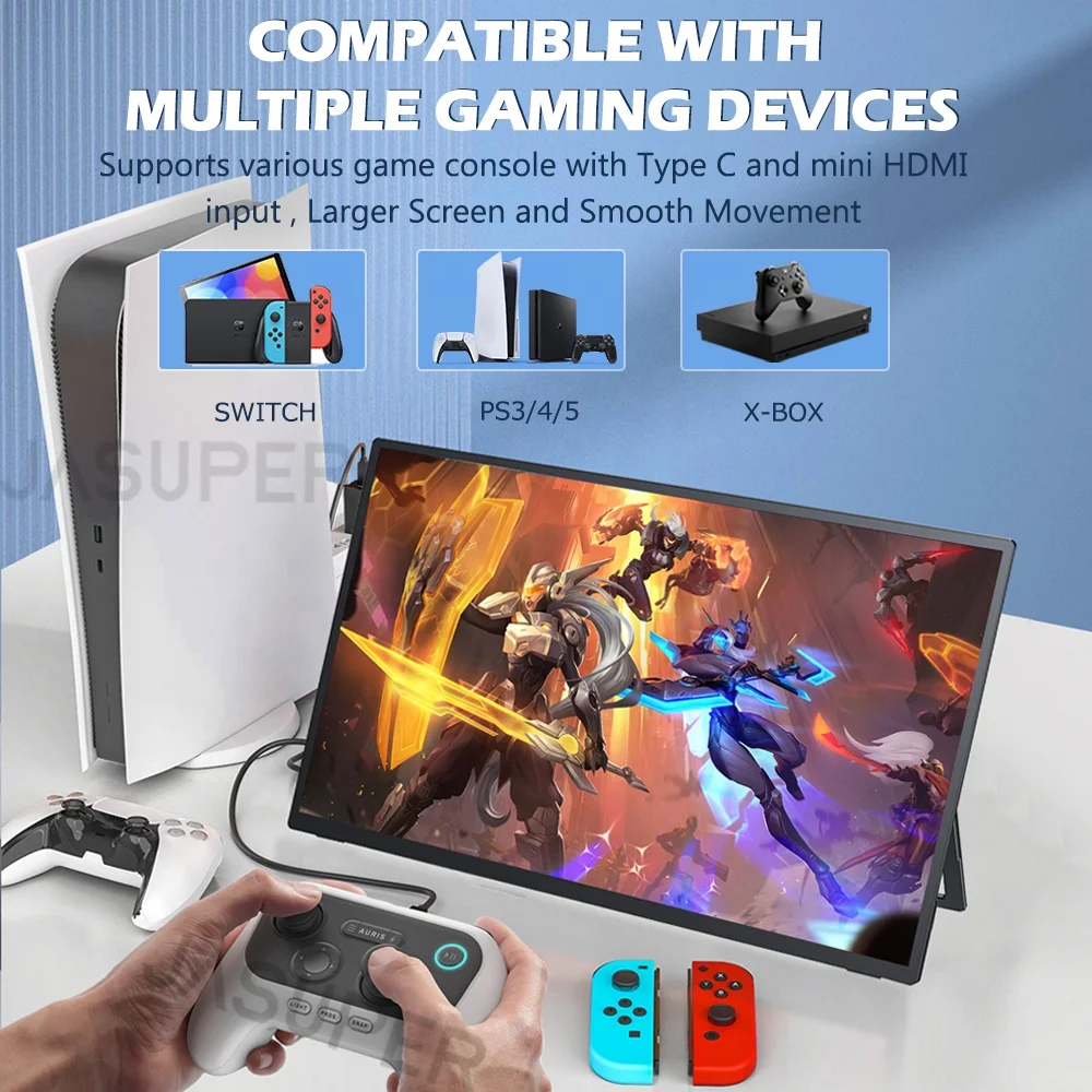 18.5 Inch 120HZ Portable Gaming Monitor, Large Portable Monitor for Laptop With1080P FHD HDR Travel Computer Monitor with VESA