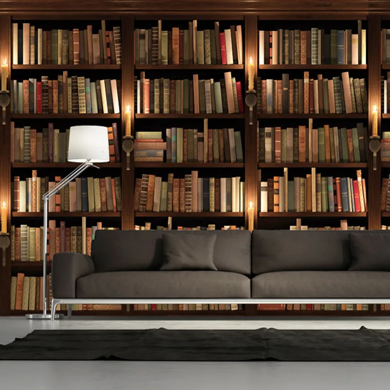 Customized products Wallpaper European Retro 3D Living room TV background wall Mural Bookcase Books Bookshelf bedroom restaurant
