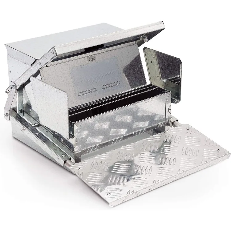 Automatic Chicken Feeder - Sturdy Galvanized Steel Poultry Feeders - No Spill with Weatherproof Lid - Standard Size